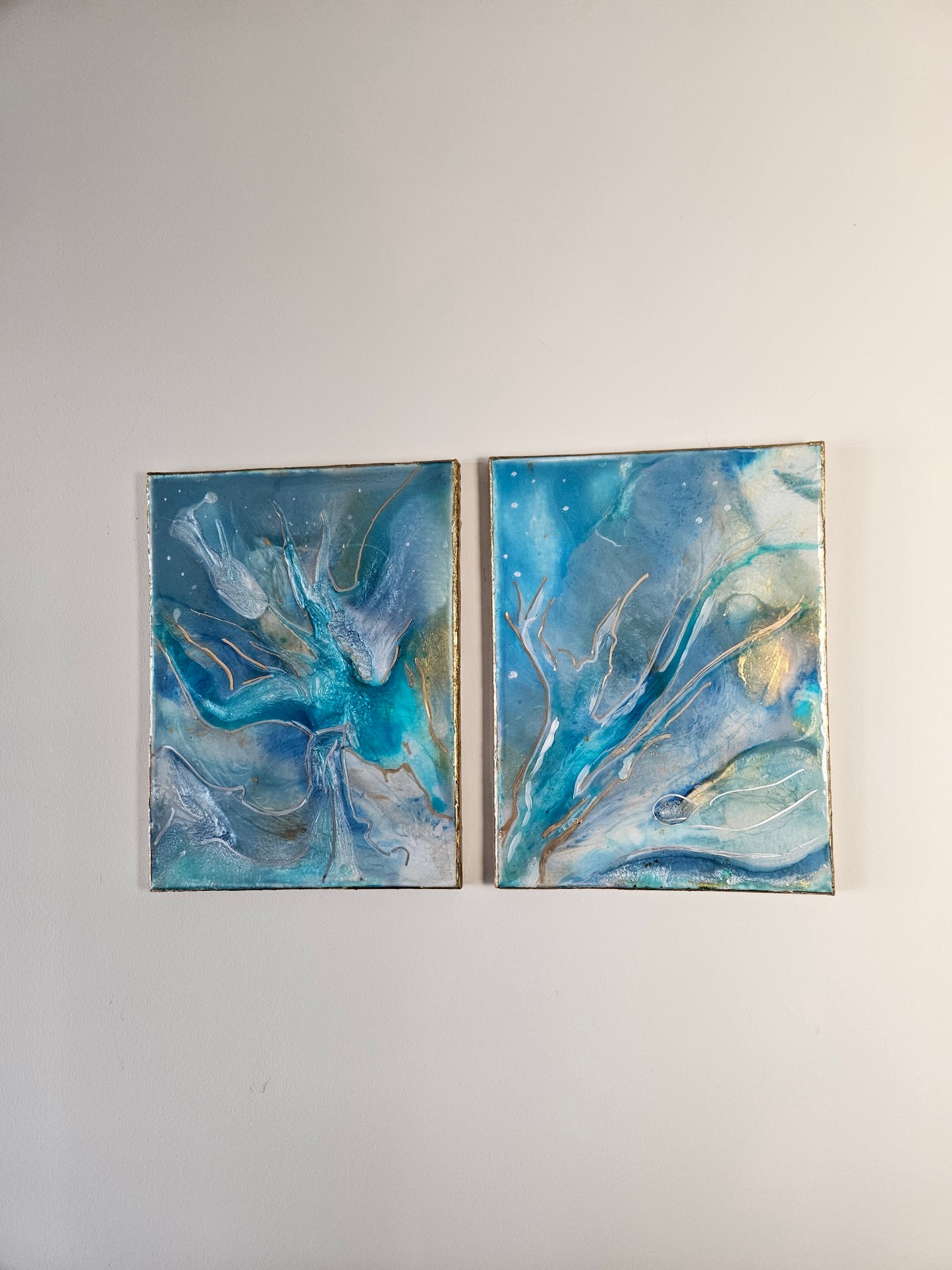 Blue-green Epoxy Resin Wall Art