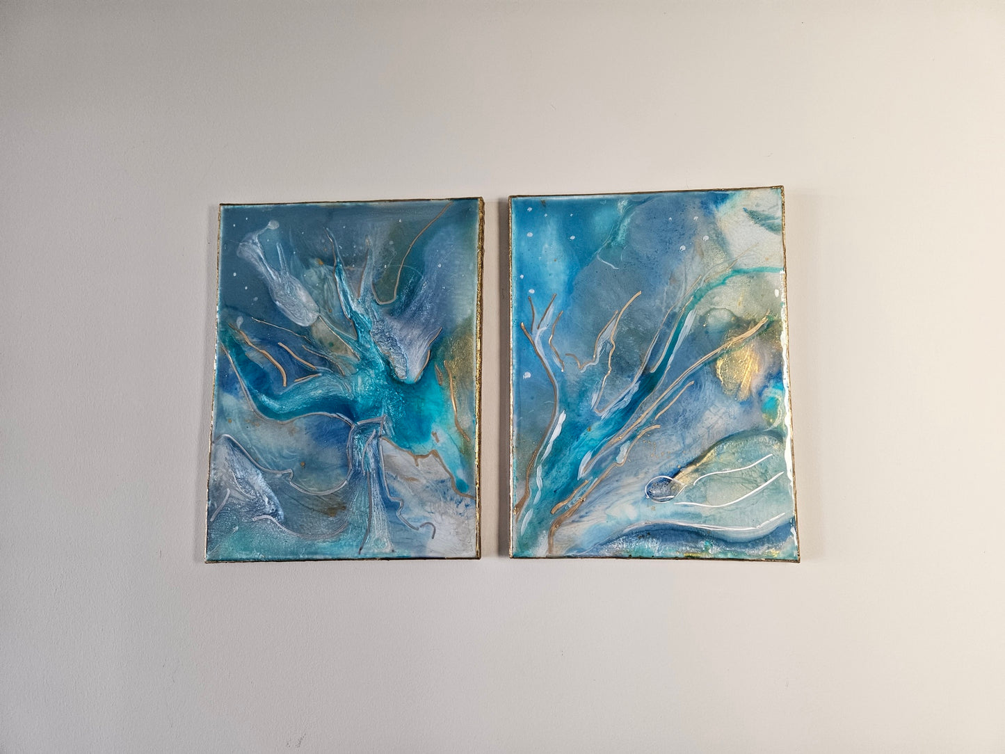 Blue-green Epoxy Resin Wall Art