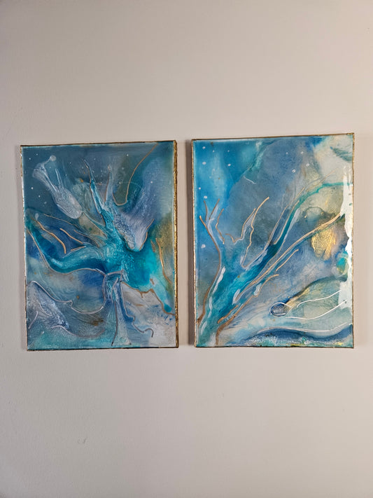 Blue-green Epoxy Resin Wall Art